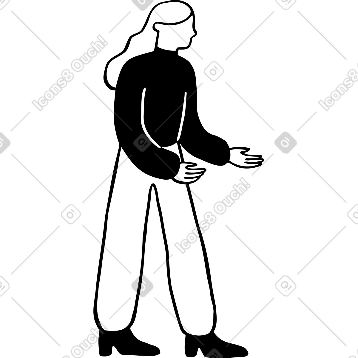 Woman extends her arms forward illustration in Journal style download in PNG, SVG