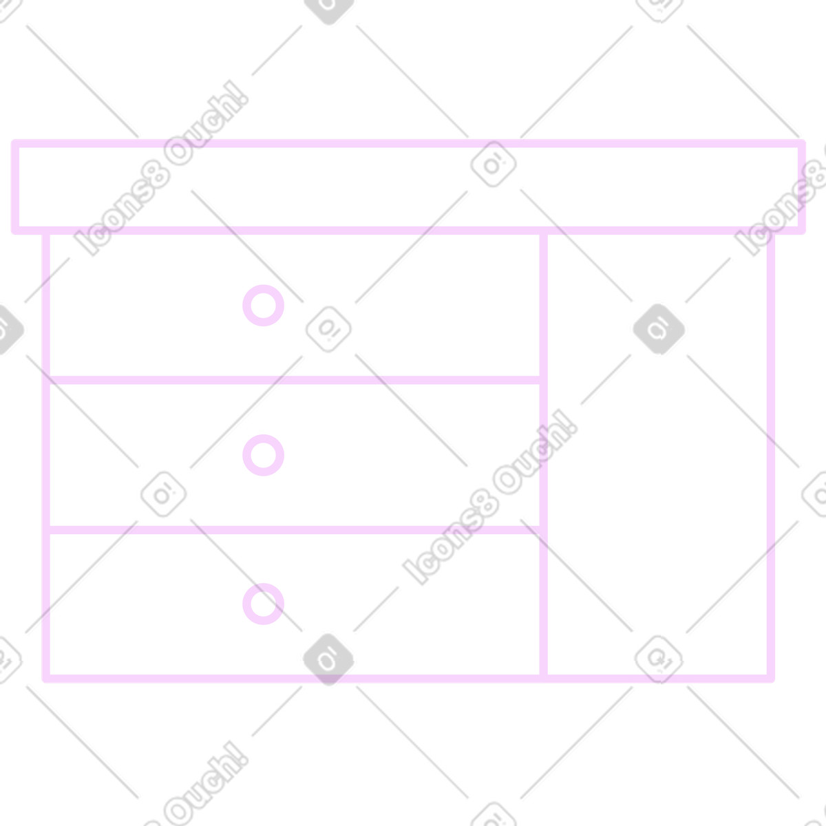 White table with drawers illustration in Marginalia style download in PNG, SVG