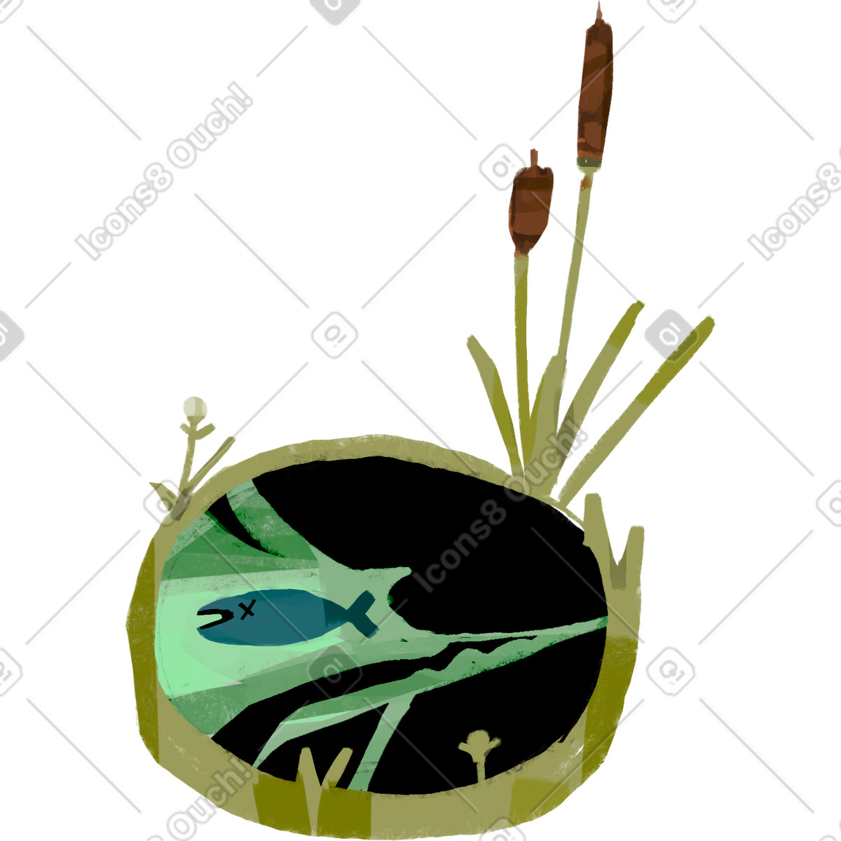 Pond illustration in Atomic style download in PNG, SVG