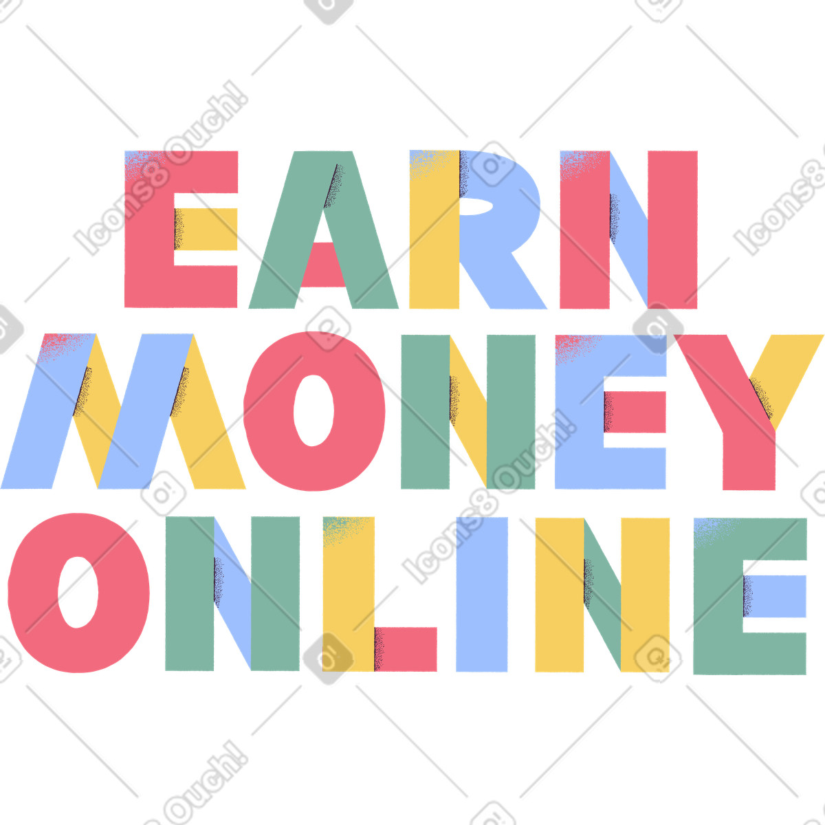 Lettering earn money online illustration in Pablo style download in PNG, SVG