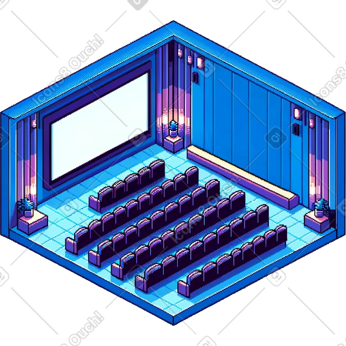 Ilustração de Interior do auditório cinema em no estilo Rooms para baixar em PNG, SVG