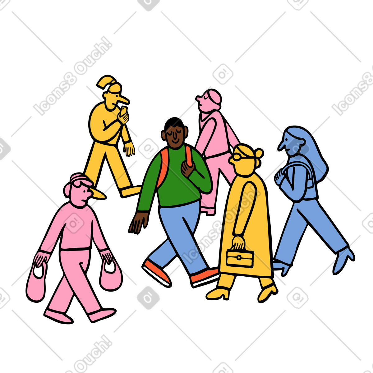 Mann hebt sich von der menge ab-Illustration im Comic-Stil als Download in PNG, SVG