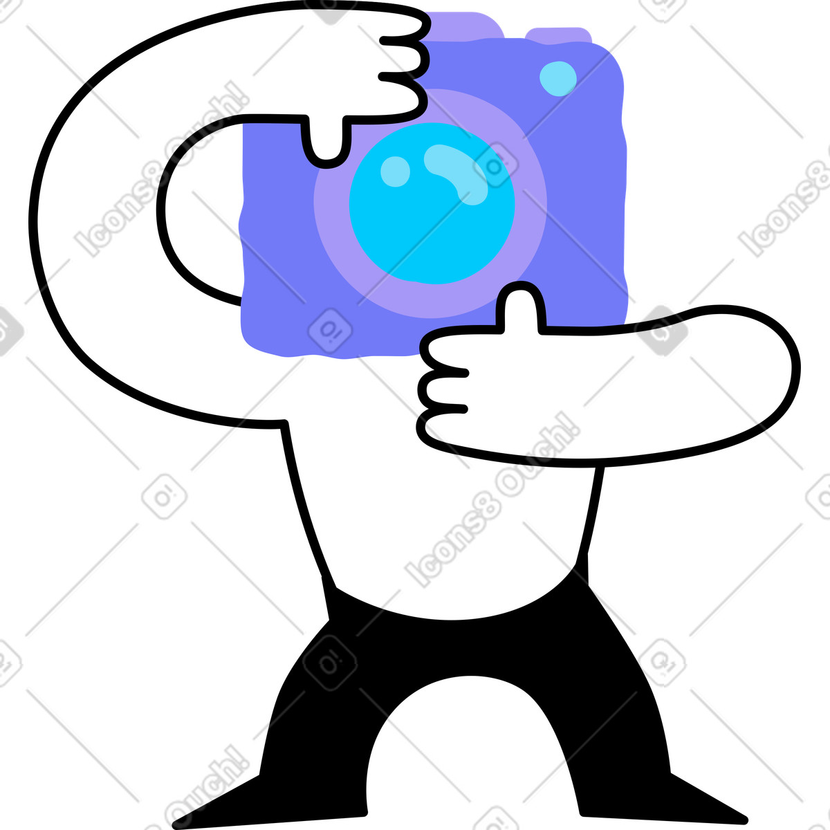 Personaggio con una testa da telecamera illustrazione in stile Giggle scarica in PNG, SVG