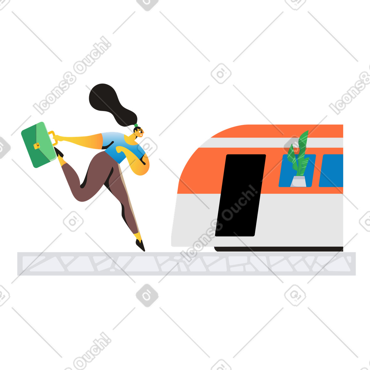 Den zug verpassen-Illustration im Jaconda-Stil als Download in PNG, SVG