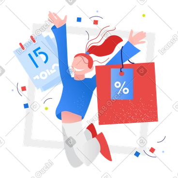Fille heureuse avec des sacs à provisions PNG, SVG