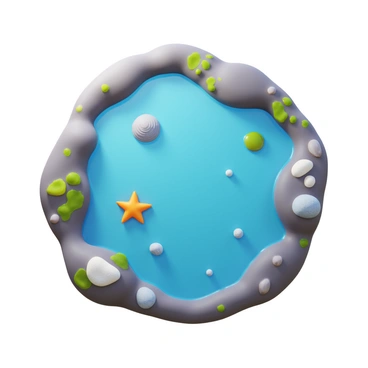 A tide pool with a rocky bottom, featuring a few scattered shells and stones. The water is clear but has a slight tint, indicating changes in ocean chemistry. A couple of sea anemones cling to the rocks, while a small, lonely starfish rests on a flat surface. Sparse patches of green algae grow among the rocks, and the overall scene appears quieter than a typical tide pool, showing the effects of environmental change.