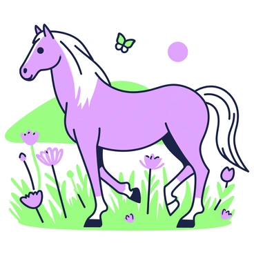 A dreamy horse illustration with pastel colors and soft outlines