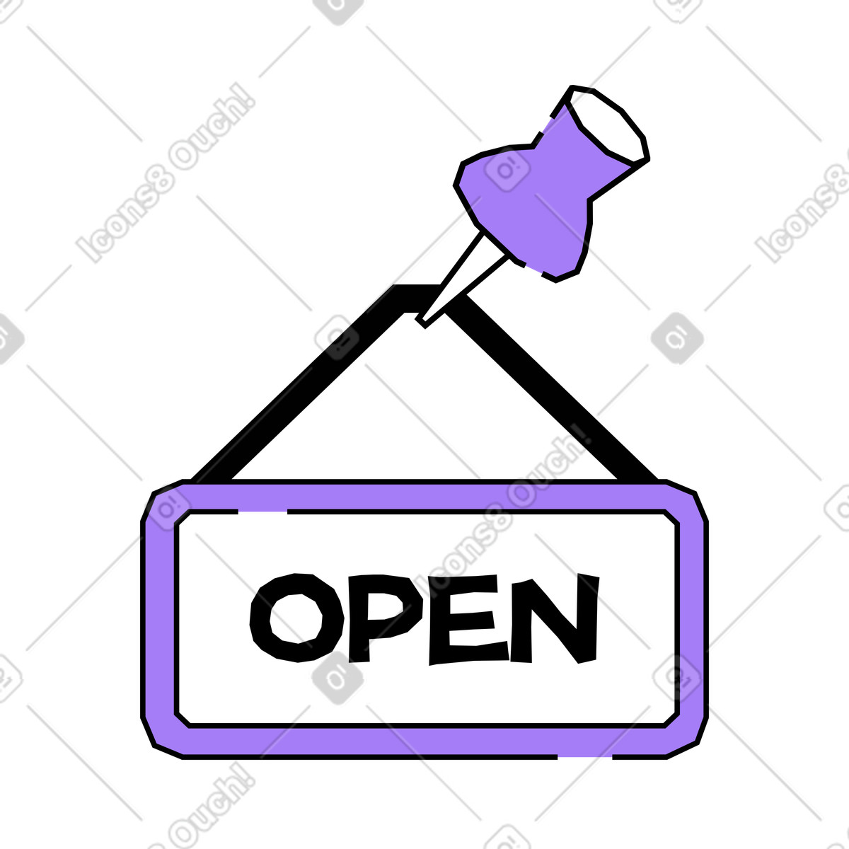Ilustración Letrero abierto con pin en estilo Amethyst a descargar en PNG y SVG