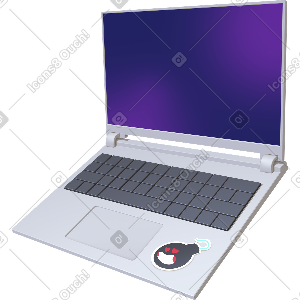Props スタイルの Laptop with sticker のイラストをPNG、SVG形式でダウンロード