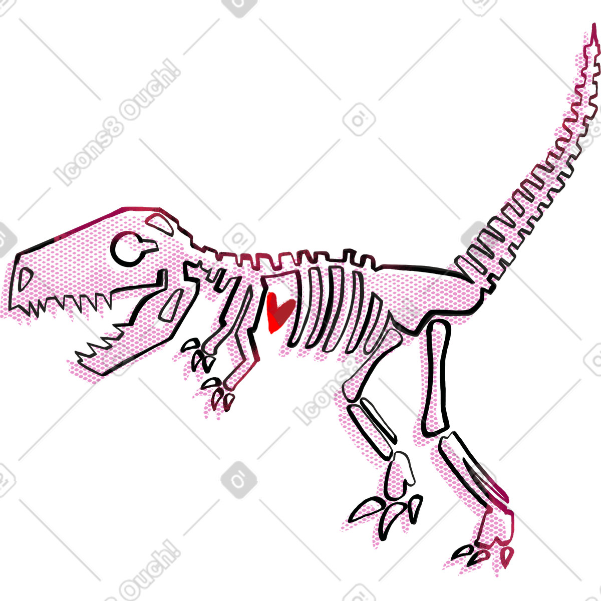 Scheletro di dinosauro illustrazione in stile Fabulous scarica in PNG, SVG