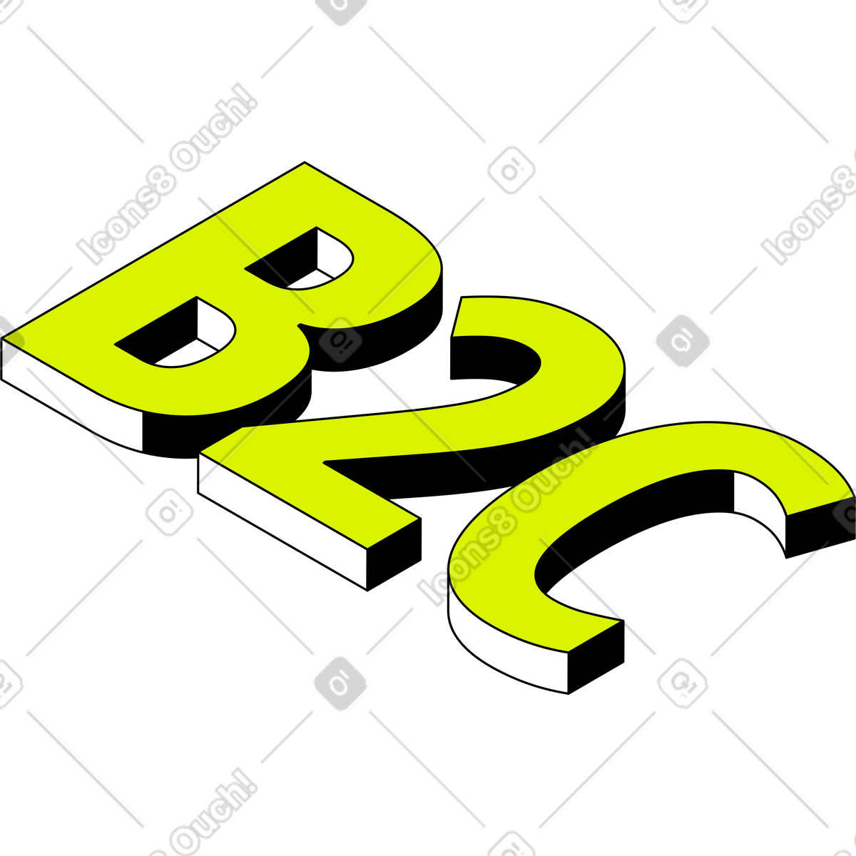 Isometric スタイルの レタリング b2c テキスト のイラストをPNG、SVG形式でダウンロード