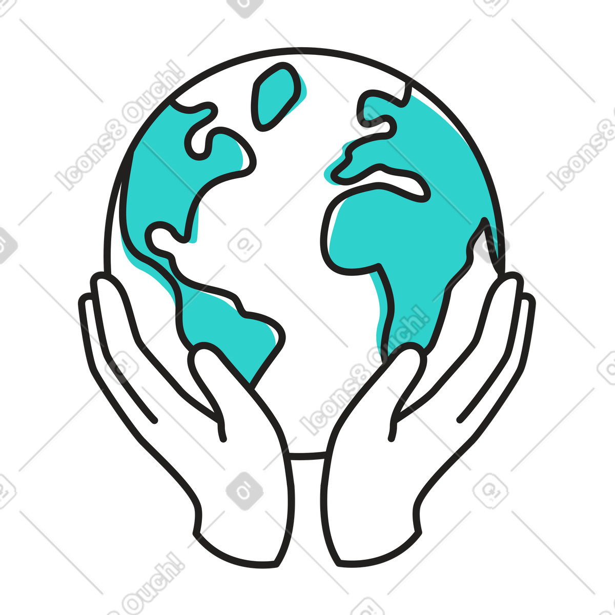 환경 보호를 상징하는 지구를 잡고 있는 손 illustration in Little style download in PNG, SVG