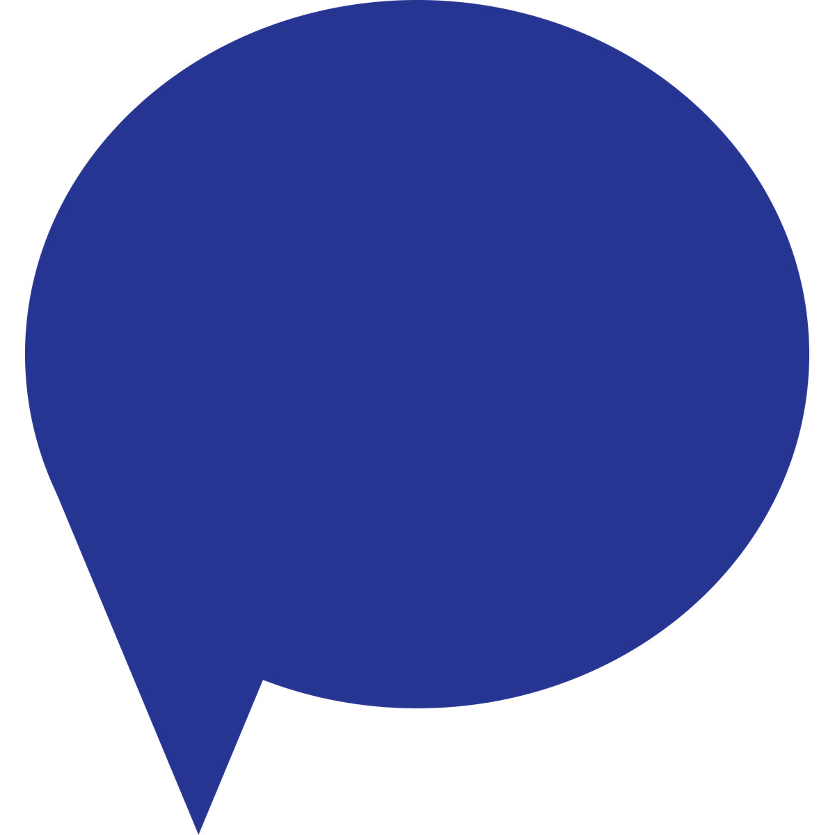 Dark blue chat bubble with pointed tail illustrazione in stile Fogg scarica in PNG, SVG