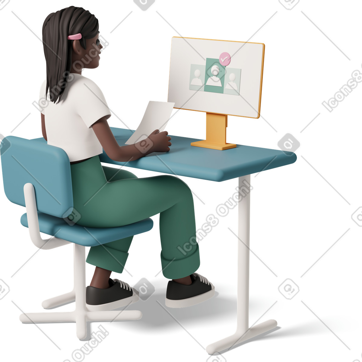 Recruiter having an online job interview illustrazione in stile 3D Casual life scarica in PNG, SVG