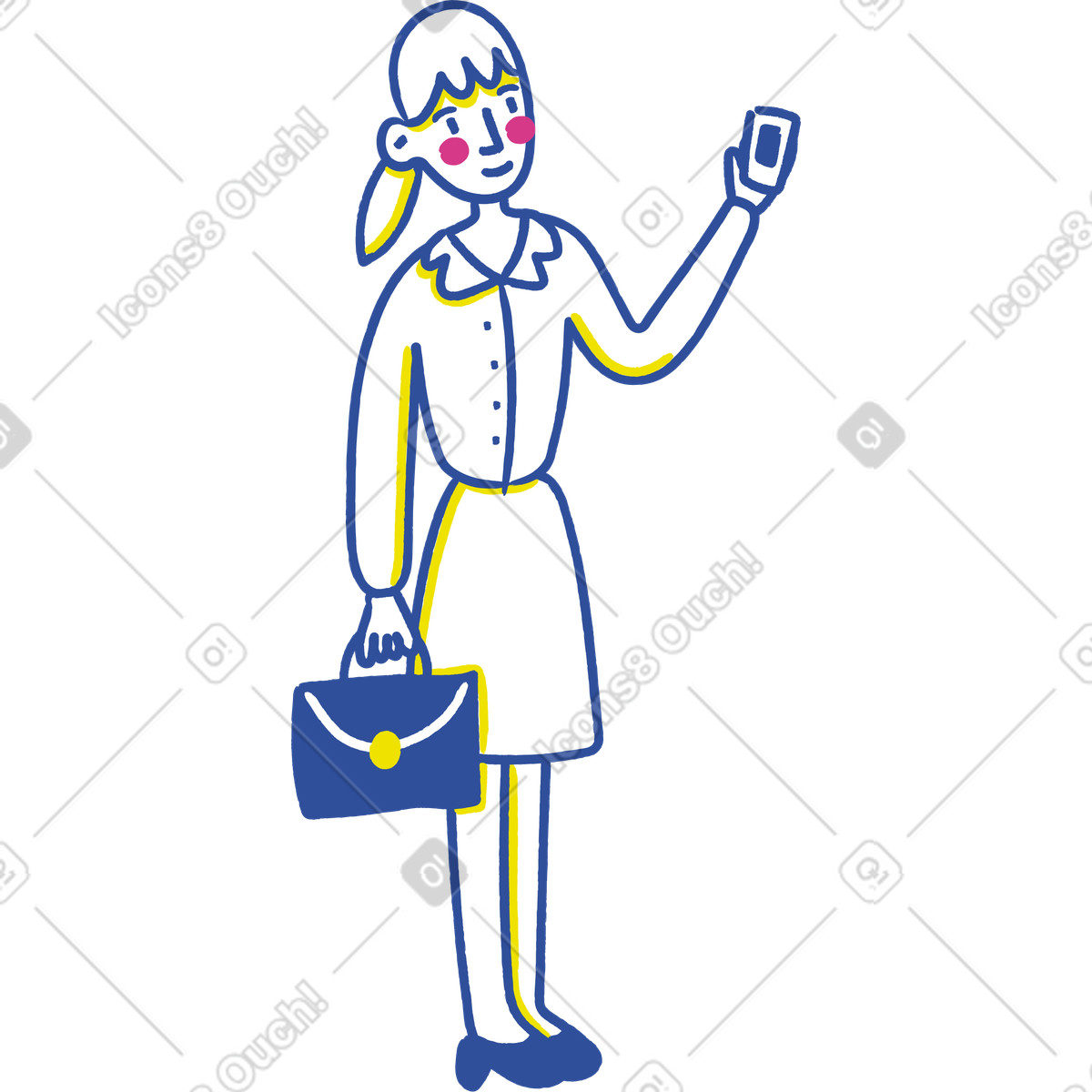 Cellulare per donna d'affari illustrazione in stile Lime scarica in PNG, SVG