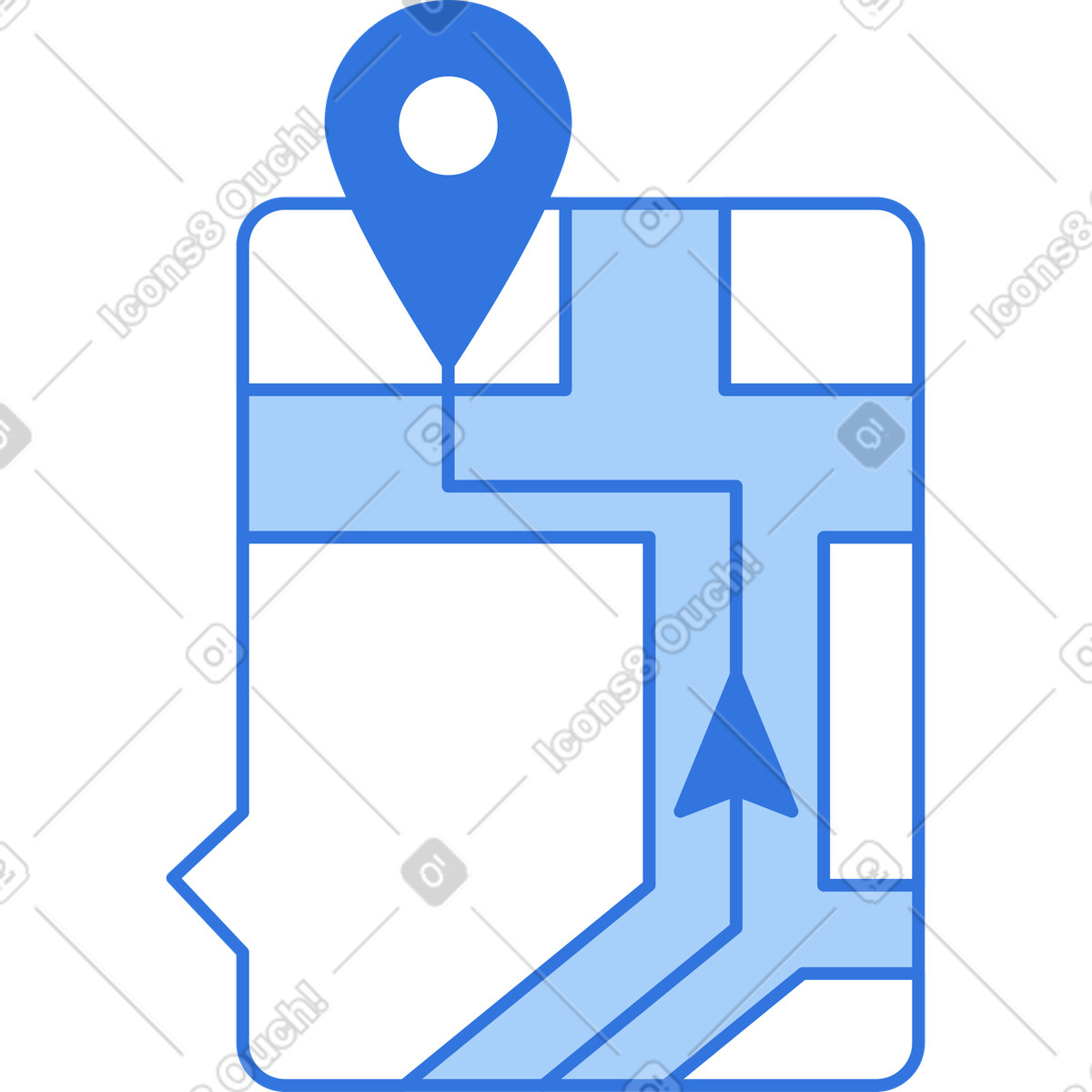 Rettangolo con mappa e icona della posizione illustrazione in stile Sky scarica in PNG, SVG