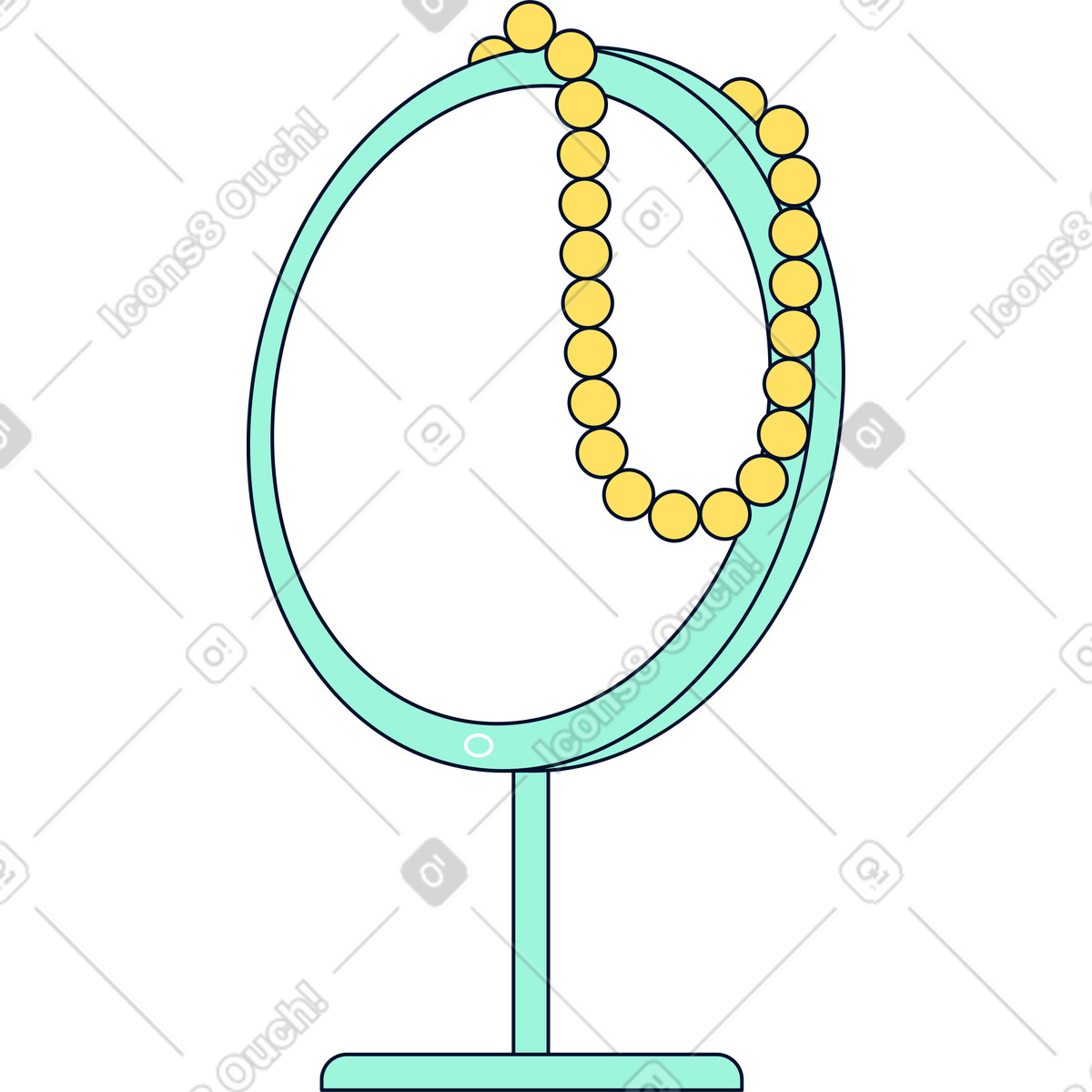 Spiegel mit perlen-Illustration im Teal-Stil als Download in PNG, SVG