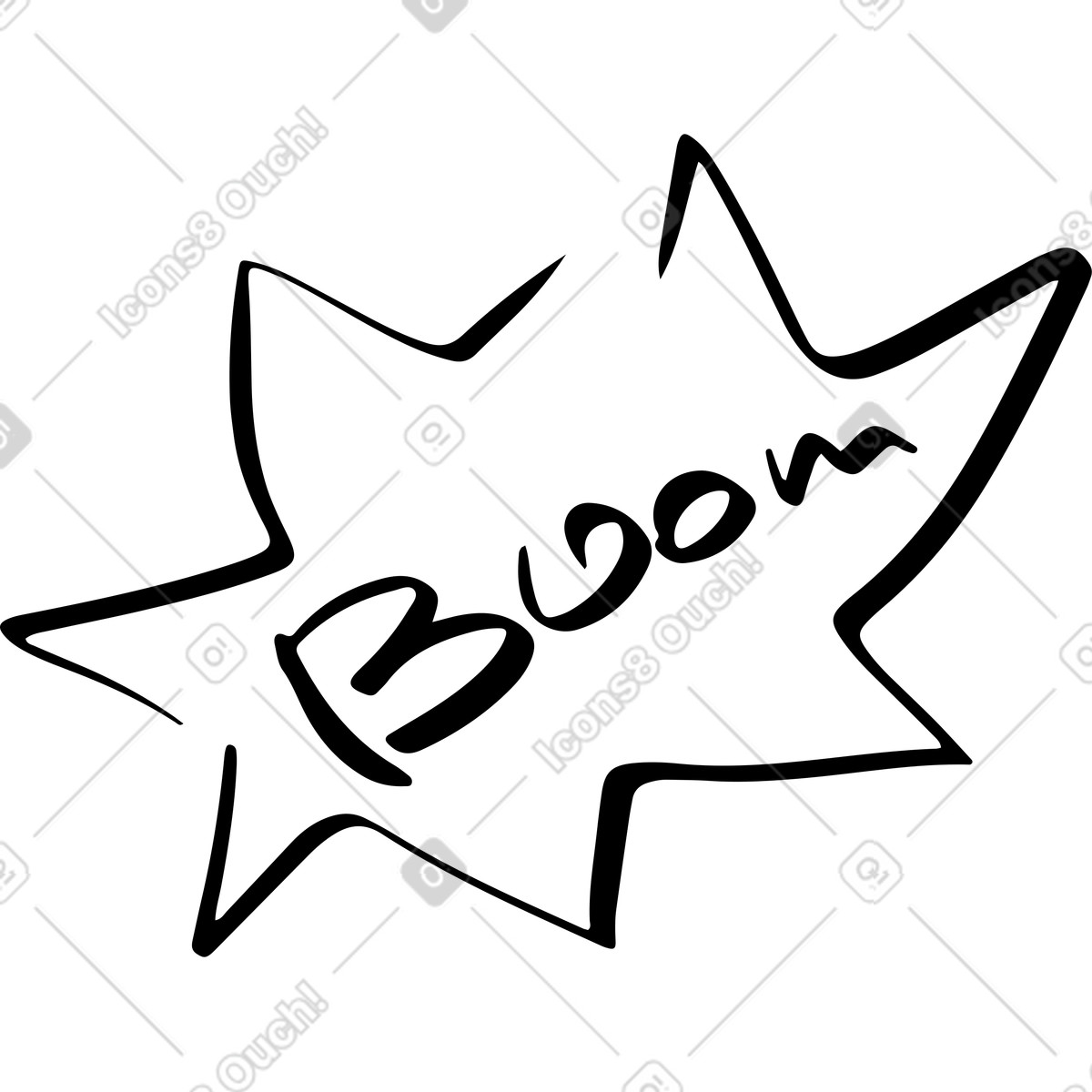 Illustration Bulle de dialogue avec l'inscription boom dans le style Line à télécharger aux formats PNG, SVG