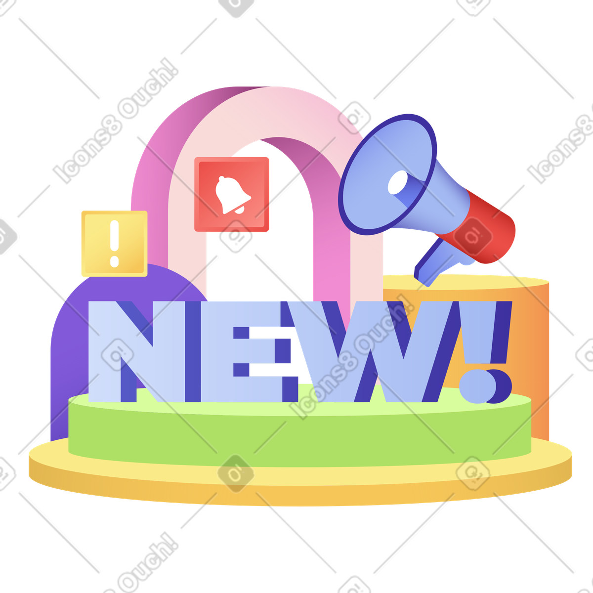 Ilustración New feature announcement with loudspeaker, Update highlight concept en estilo Levels a descargar en PNG y SVG