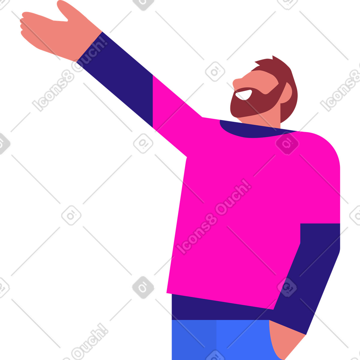 Man with his hand raised up illustration in Basic style download in PNG, SVG