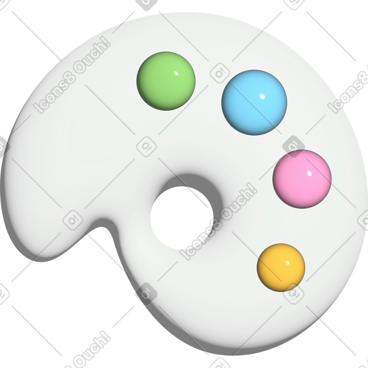 Illustration Palette blanche avec des peintures dans le style Cartoony à télécharger aux formats PNG, SVG