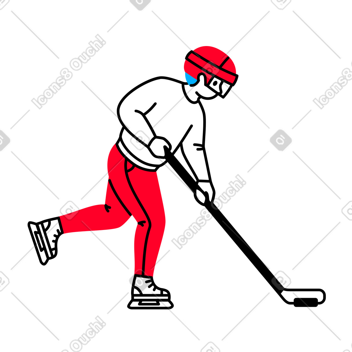 Hockey player leads the puck with a stick illustration in Transistor style download in PNG, SVG