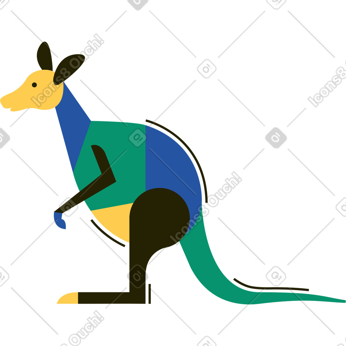 Ilustración Canguro en estilo Spot a descargar en PNG y SVG