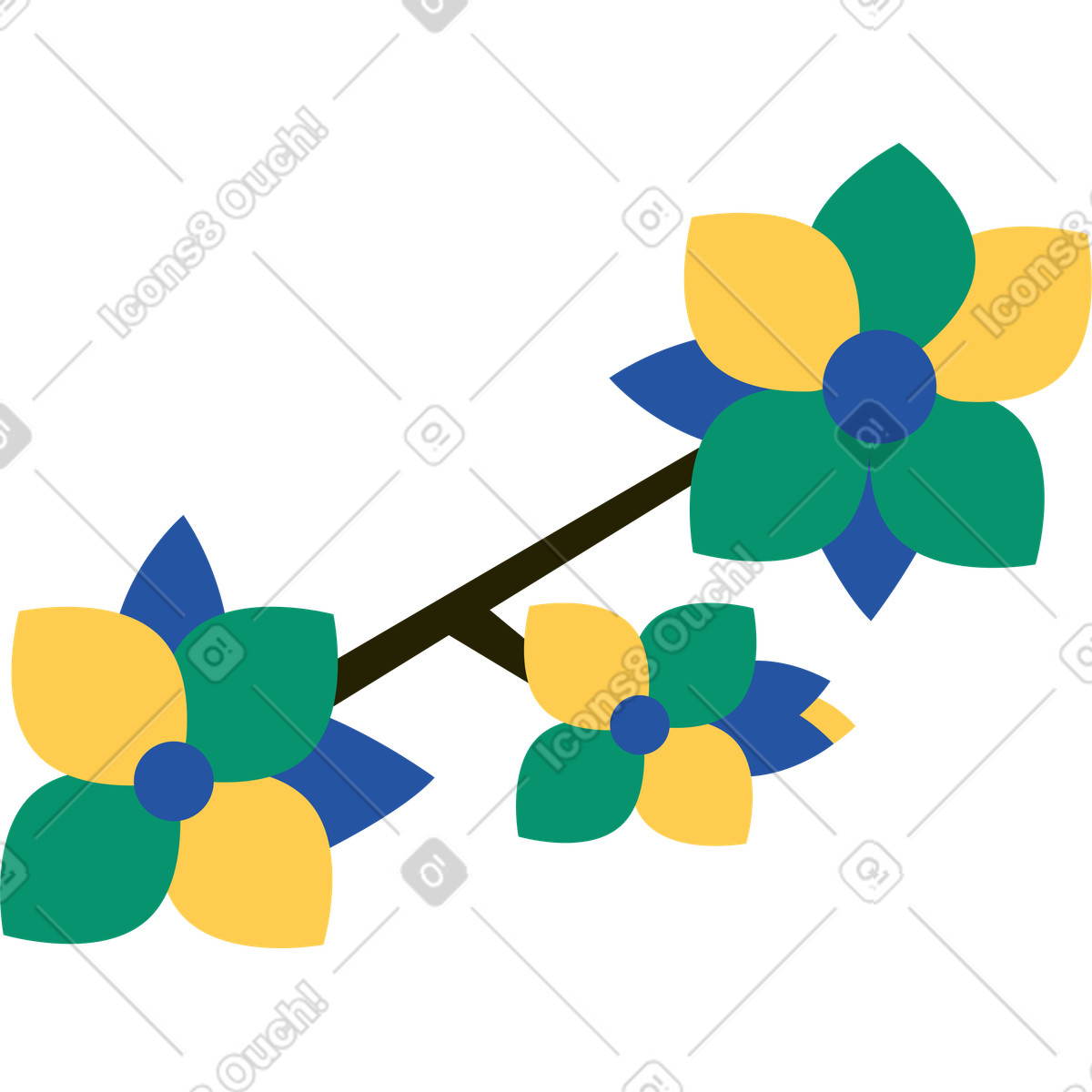 Fiore di prugna illustrazione in stile Spot scarica in PNG, SVG