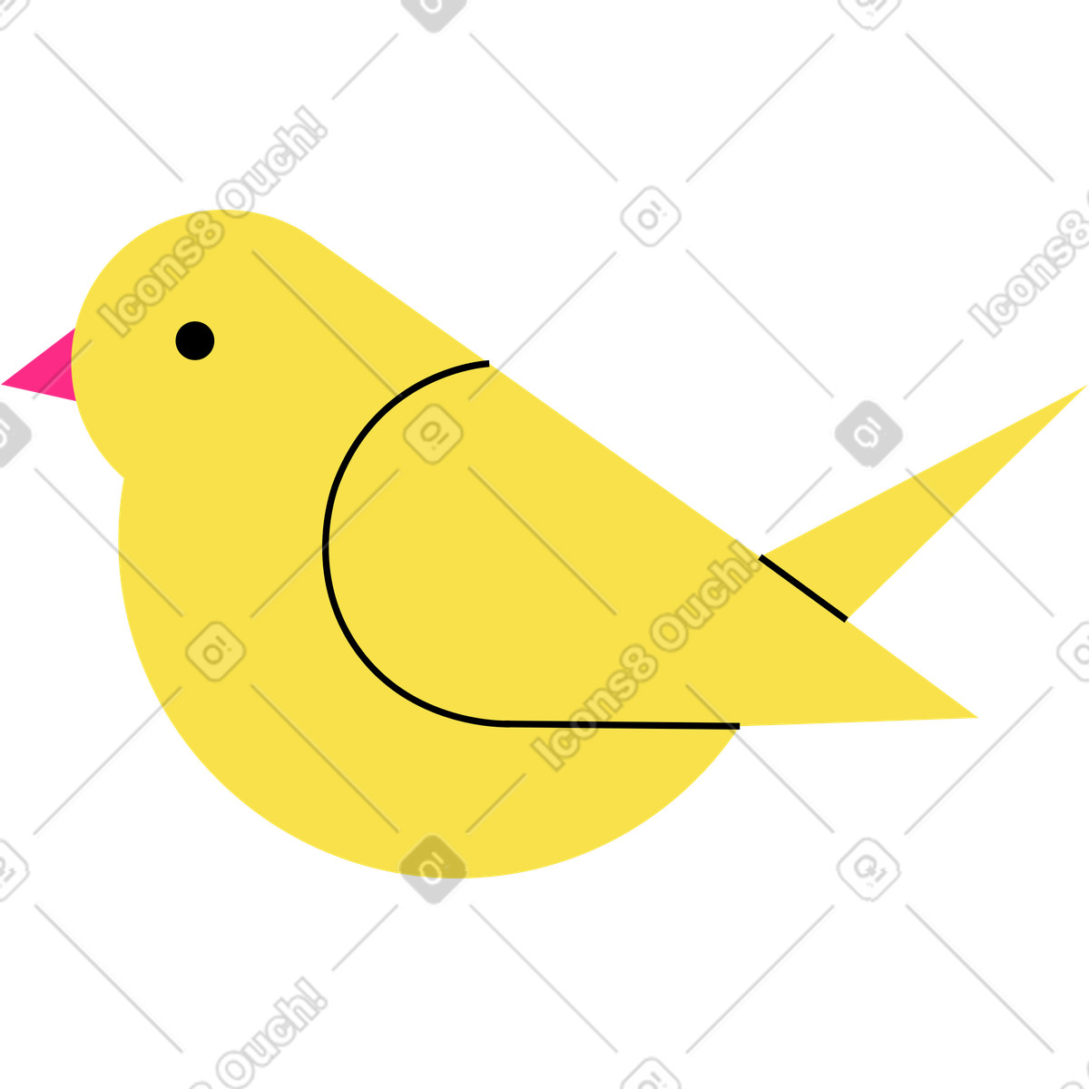 Knotty スタイルの 黄色い鳥 のイラストをPNG、SVG形式でダウンロード