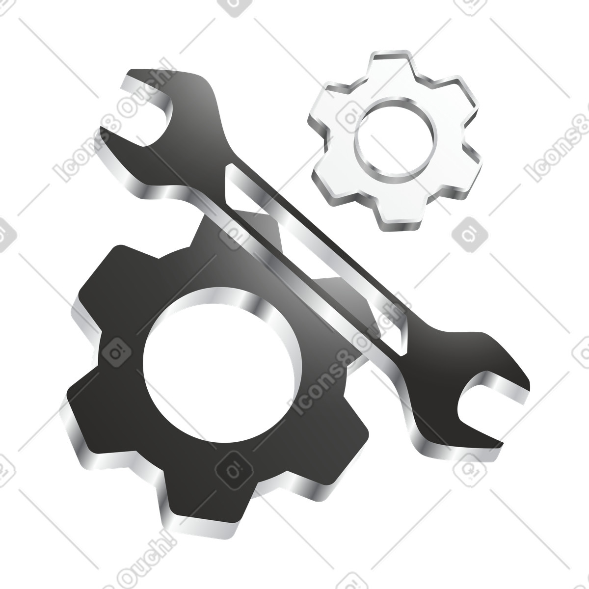 Wrench and gears, Technical support maintenance illustration in Token style download in PNG, SVG