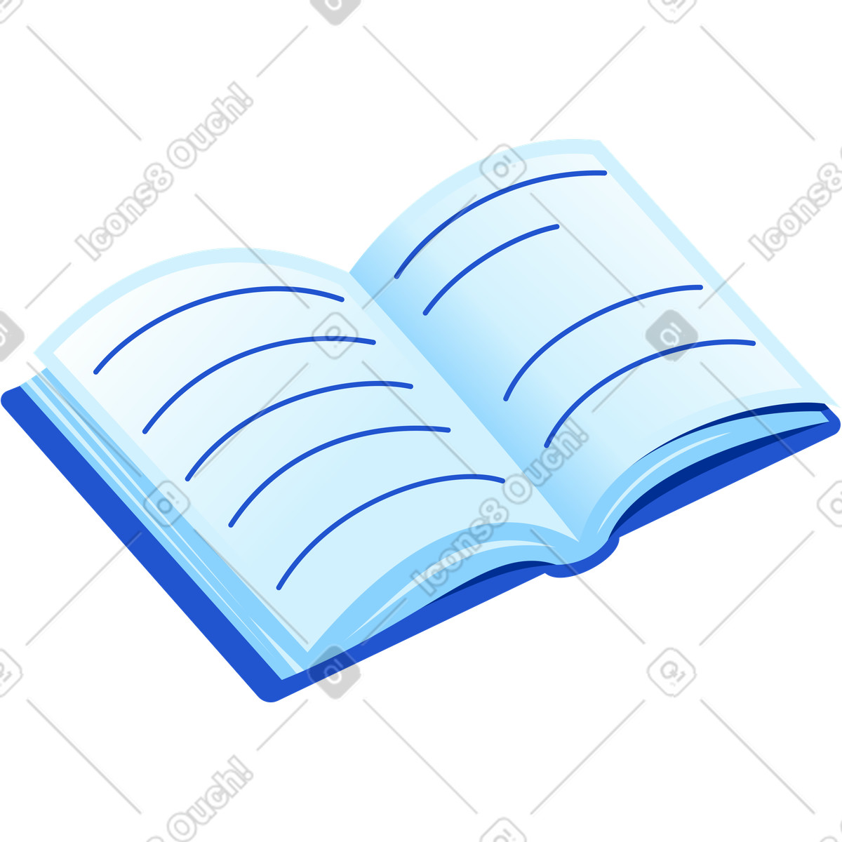 Buch offen-Illustration im Glossy-Stil als Download in PNG, SVG
