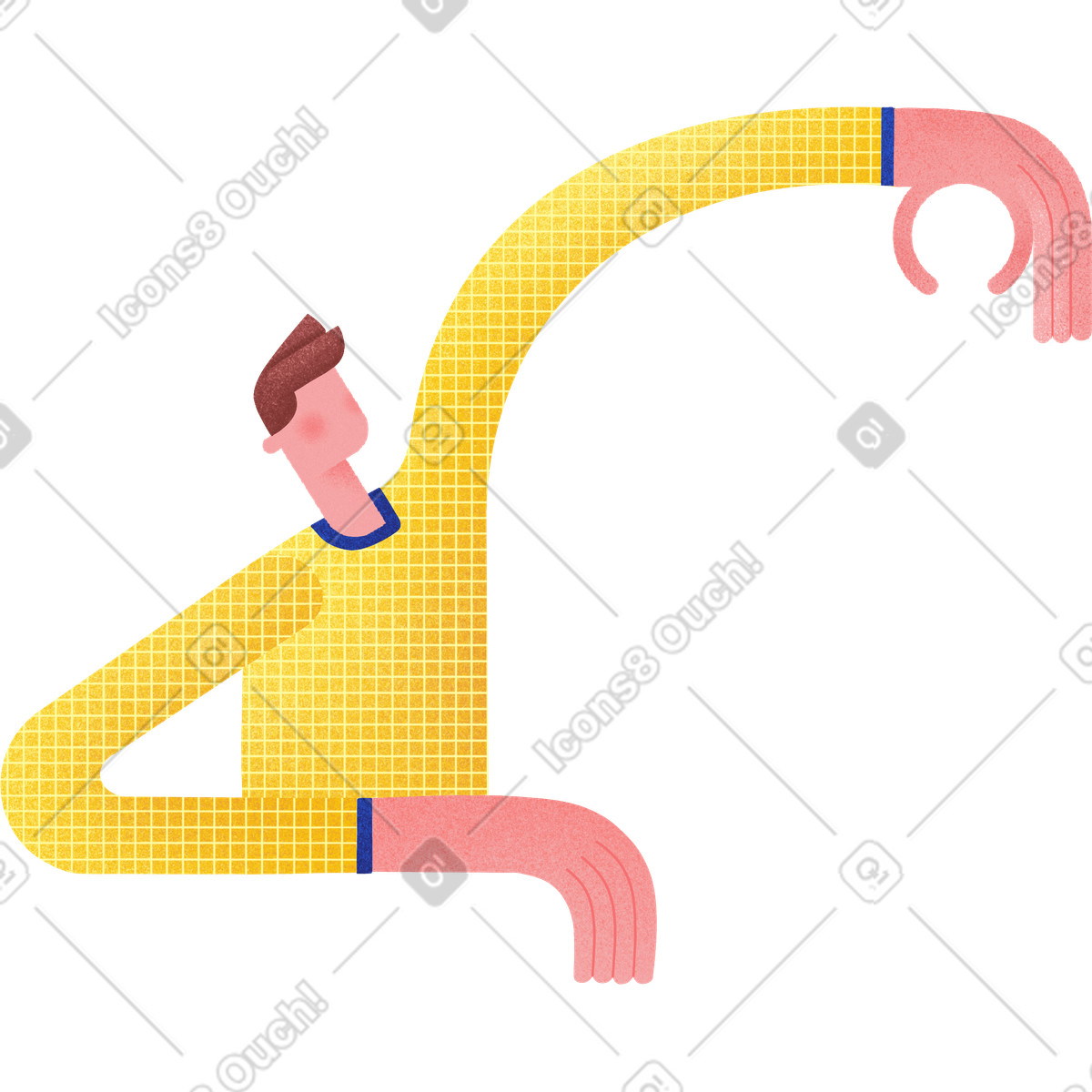 Willowy スタイルの Man in yellow plaid sweater のイラストをPNG、SVG形式でダウンロード