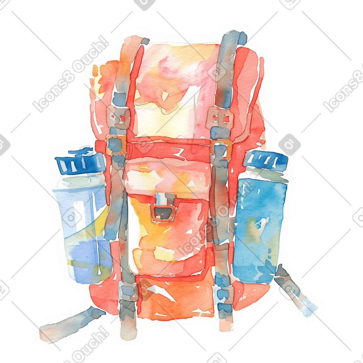 Ilustración Mochila turista en estilo Watercolor a descargar en PNG y SVG