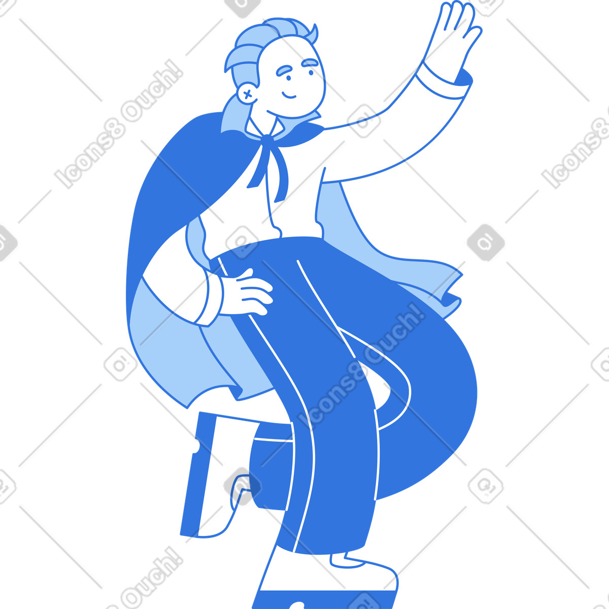 Illustration Homme en costume de vampire dansant dans le style Sky à télécharger aux formats PNG, SVG