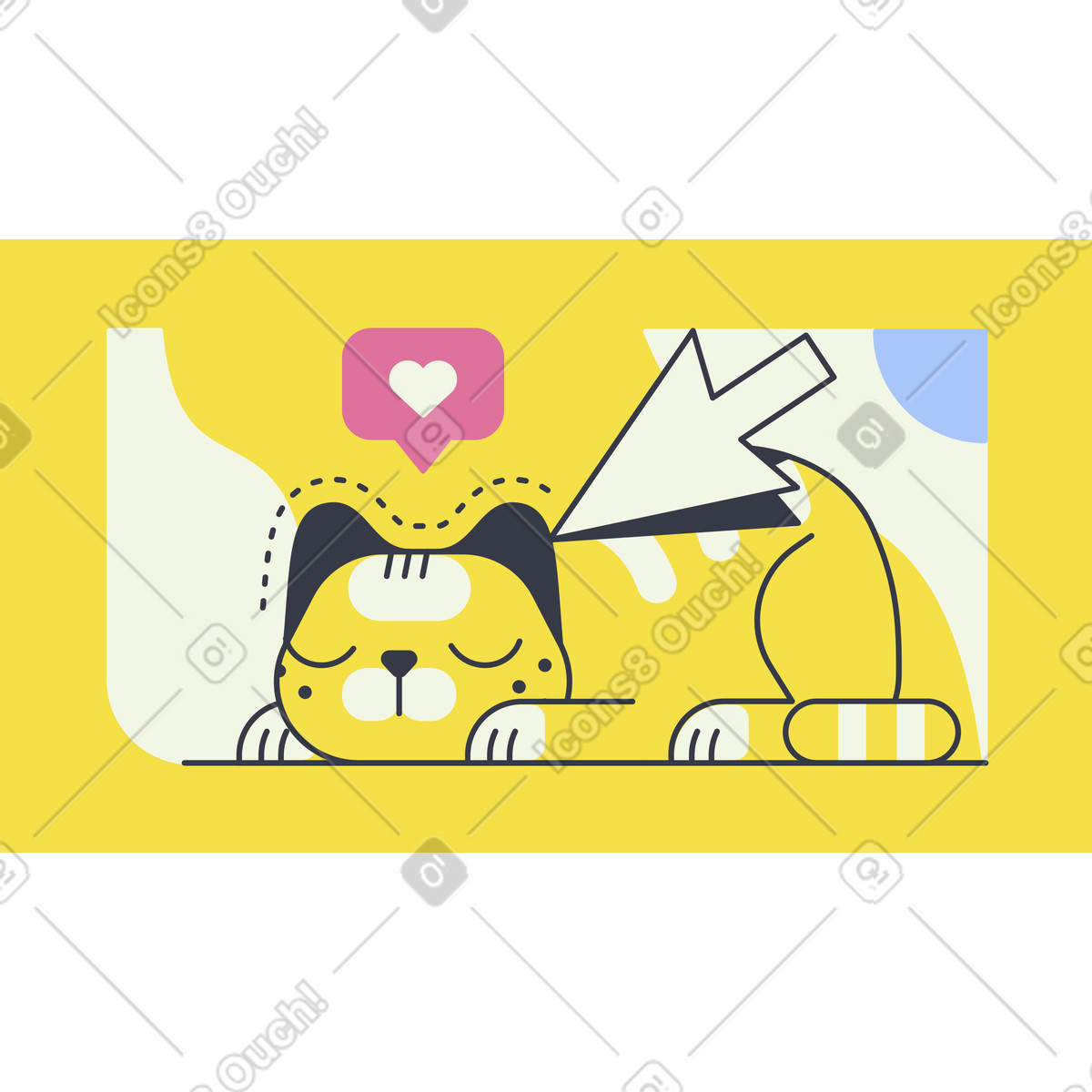 Abstract スタイルの 猫をなでる のアニメーションイラストをGIF、Lottie (JSON)、AEでダウンロード