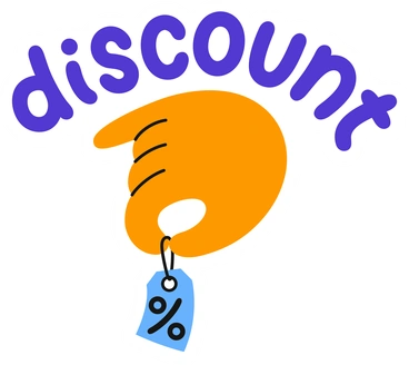 A hand pointing at a discount tag - Clap style illustration