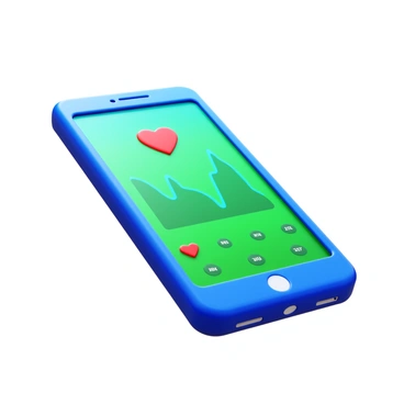 A smartphone with a sleek design positioned on a flat surface. The screen of the smartphone displays a vibrant fitness app interface. The interface features a heart rate tracking section prominently highlighted. There are visual graphs showing heart rate data over time, along with numeric values indicating current heart rate. The color scheme of the app is a mix of bright greens and blues, giving it a dynamic look.