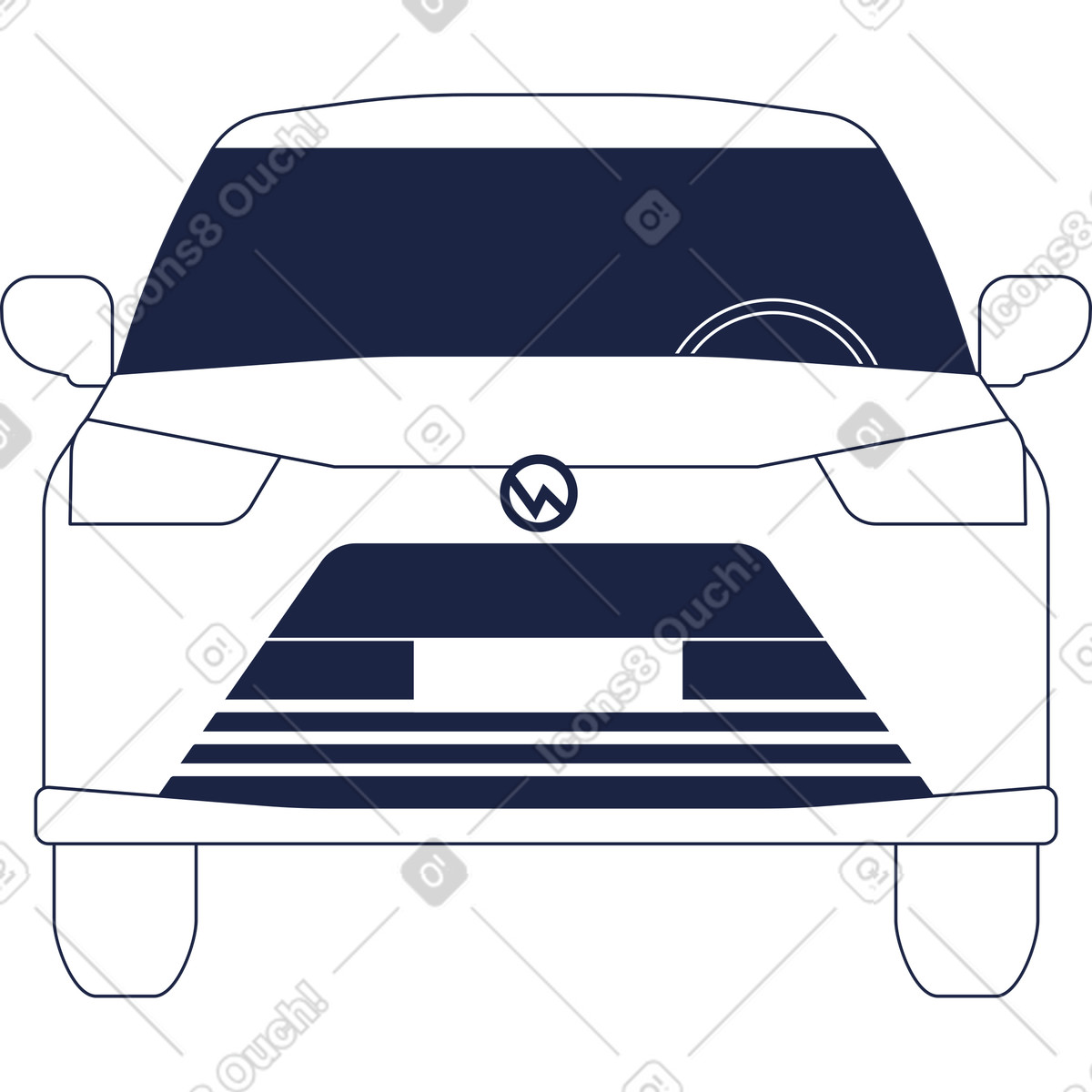 Ilustração de Passenger car front view em no estilo Urban Line para baixar em PNG, SVG