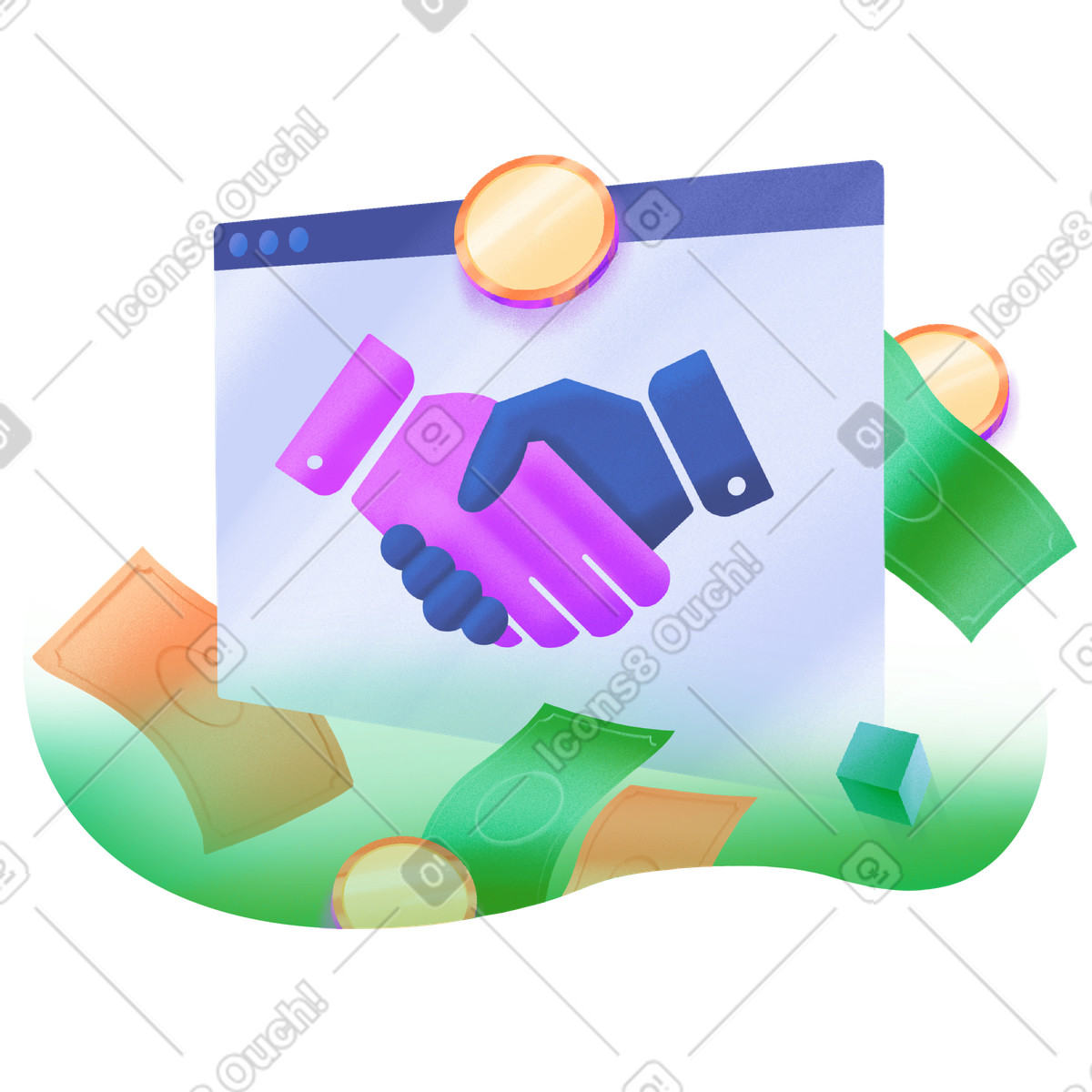 Contratto di finanziamento azionario per startup illustrazione in stile Smart scarica in PNG, SVG