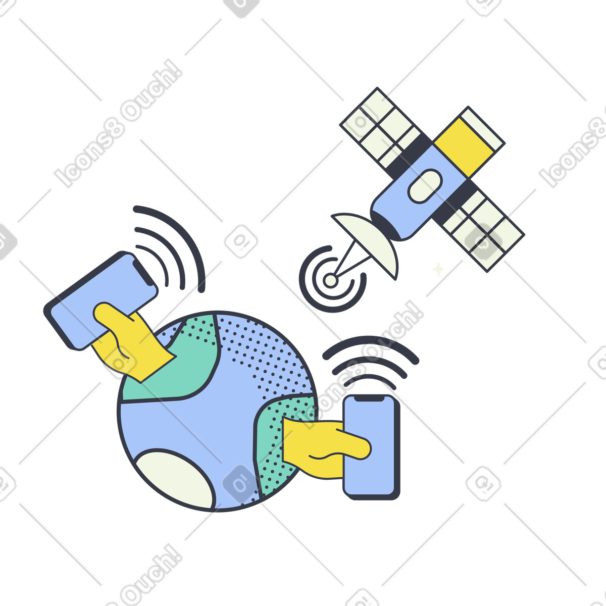 Ilustración Conexión a internet vía satélite en estilo Abstract descargar en PNG y SVG