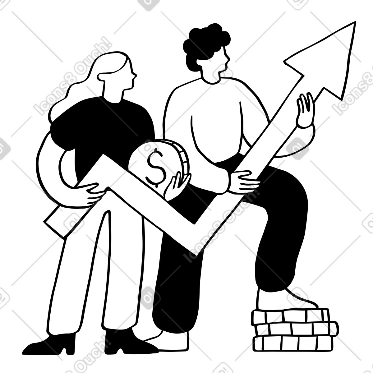 People with graph showing financial growth illustration in PNG, SVG