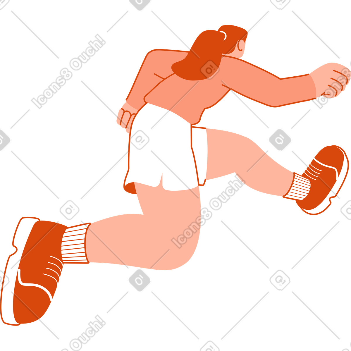 Woman jumping over an obstacle illustration in Orange style download in PNG, SVG