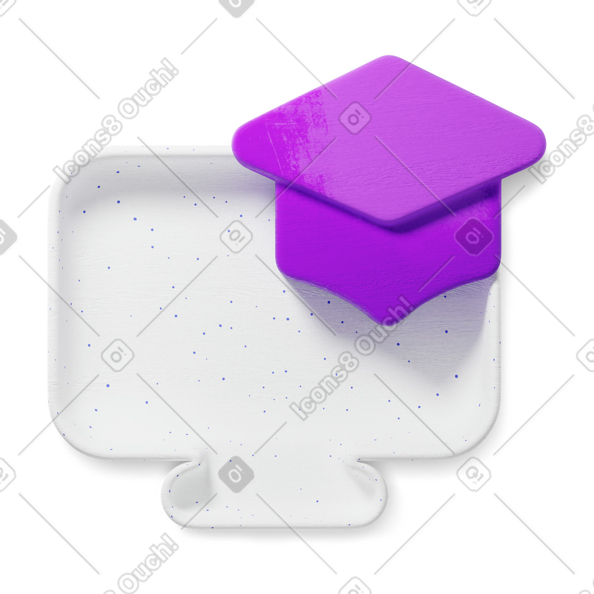 Monitor with graduation hat illustrazione in stile 3D Microsoft Fluent illustration scarica in PNG, SVG
