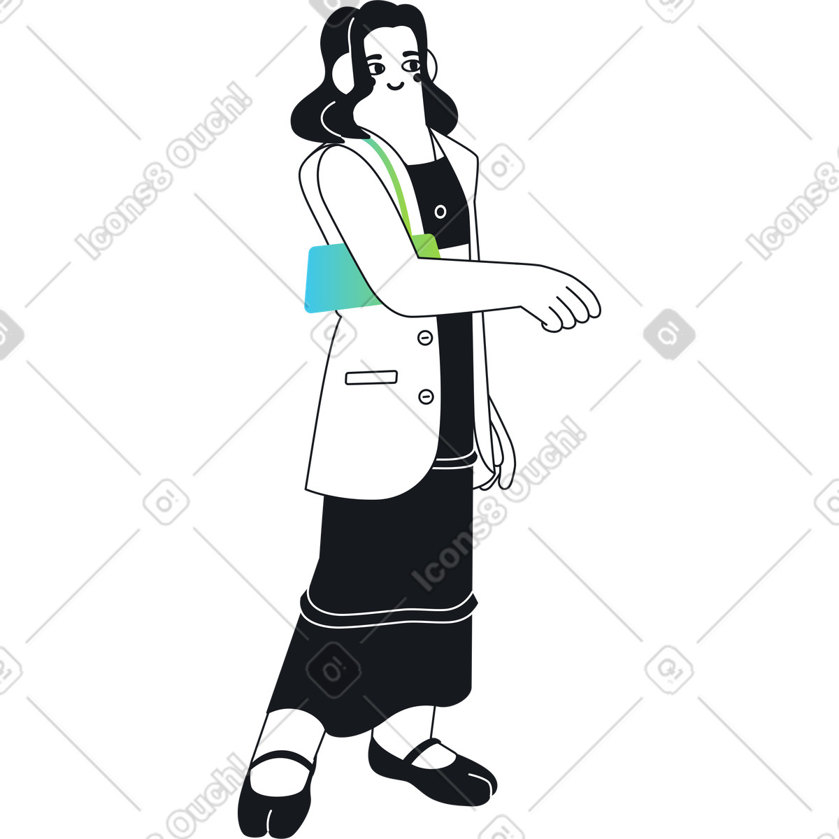 下载 Breeze 风格的 站着举手的女人 插画，支持 PNG、SVG 格式