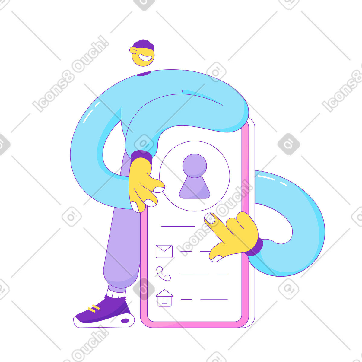 Profil in der mobilen app-Illustration im Elastic-Stil als Download PNG, SVG
