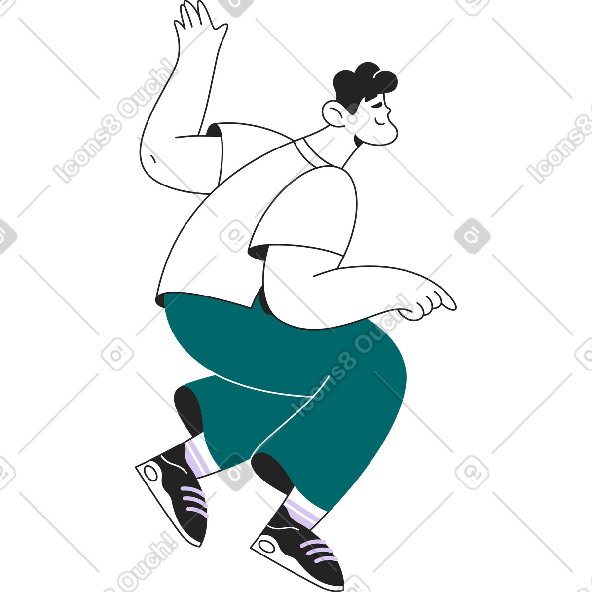 Ilustração de Homem dançando em no estilo Sammy Line para baixar em PNG, SVG
