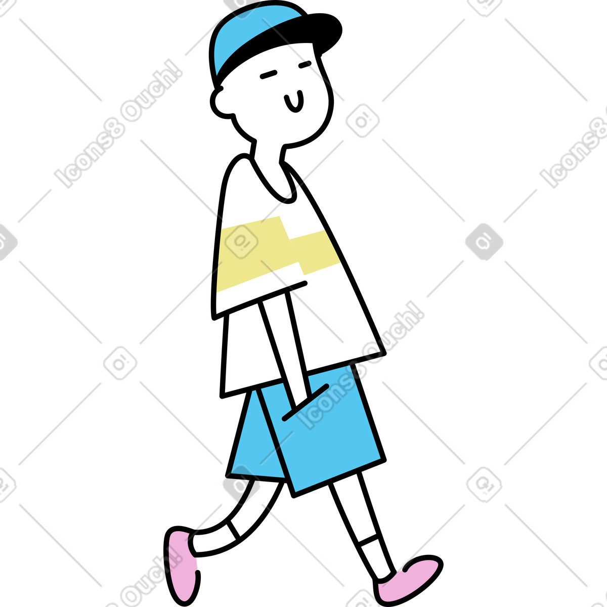 Giovane con un berretto illustrazione animata in stile Mochi scaricabile in GIF, Lottie (JSON), AE
