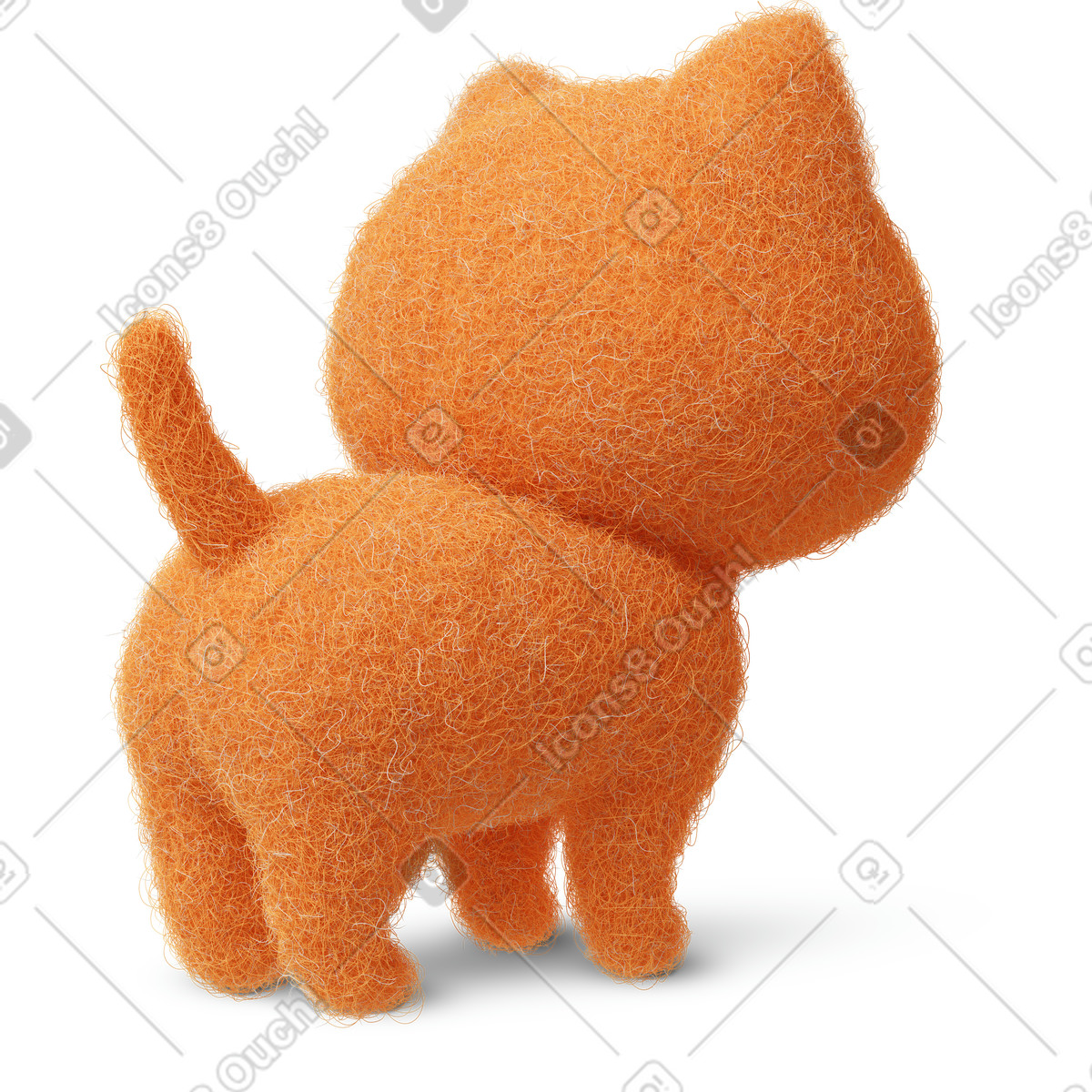 Ilustración Cute ginger kitten standing backwards en estilo Experimental a descargar en PNG y SVG