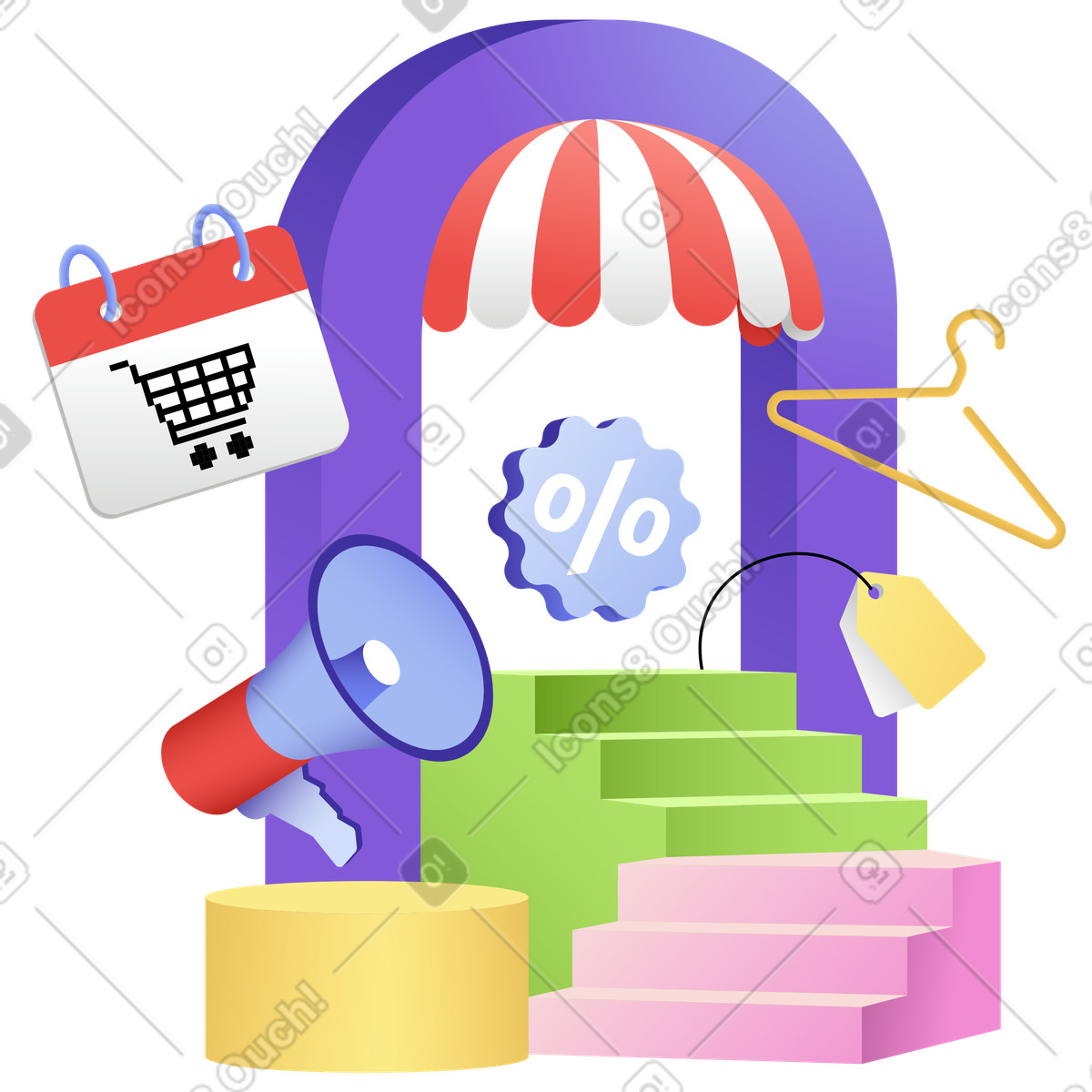 Illustration Campagne de vente et marketing du black friday dans le style Levels à télécharger aux formats PNG, SVG