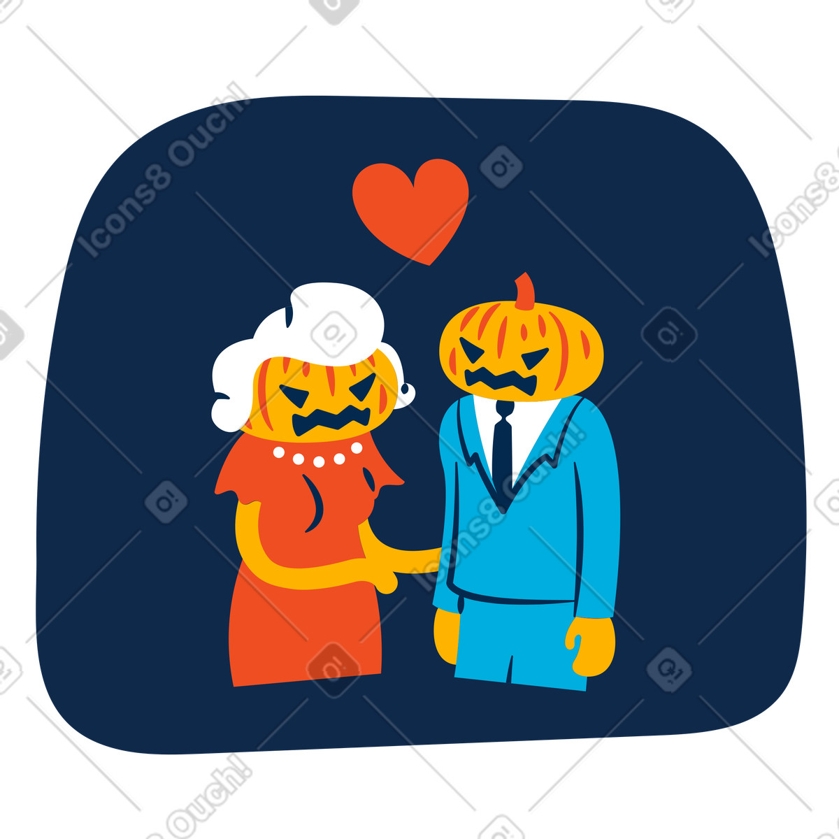 Ilustração de Alguns personagens halloween apaixonados em no estilo Flame para baixar em PNG, SVG